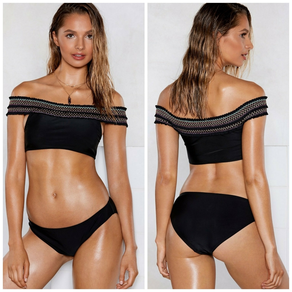 NEW Nasty gal rest -a- shirred bikini size 10